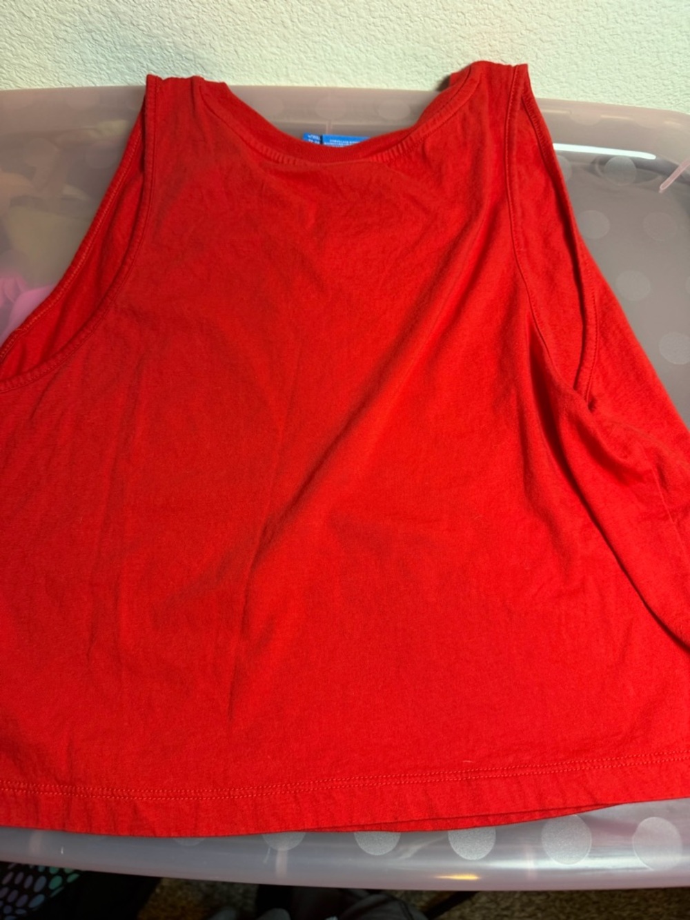 adidas Red Tank with Blue Trefoil Tag - Picture 4 of 5